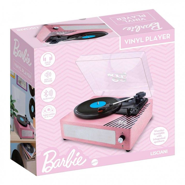 lisciani-barbie-3-speed-retro-wooden-turntable-with-built-in-speaker-and-bluetooth-113637